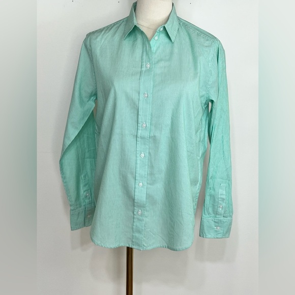Everlane Tops - Everlane Green Pin Stripe Button Down Top NWT
